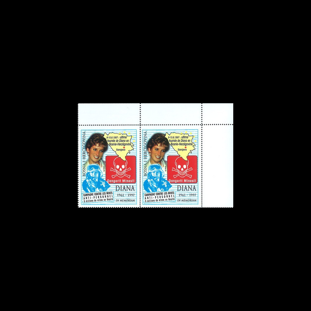 BOSN97V : 1997 - Vignettes 'Diana - Campagne de lutte contre les mines anti-personnel' BOSN97V : 1997 - Vignettes 'Diana - Campagne de lutte contre les mines anti-personnel'