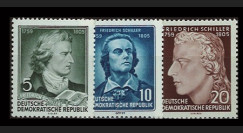 DDR200-202 : 1955 - 3 val. DDR '150e anniv. de la mort du poète Friedrich von Schiller'