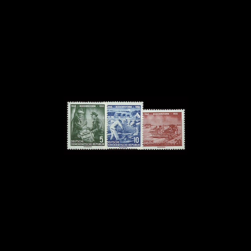 DDR210-212 : 1955 - 3 valeurs DDR '10e anniversaire de la Réforme agraire'