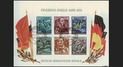 DDR7BFob : 1955 - Bloc DDR '135e anniv. naissance du philosophe Engels' oblit. Schöneheide
