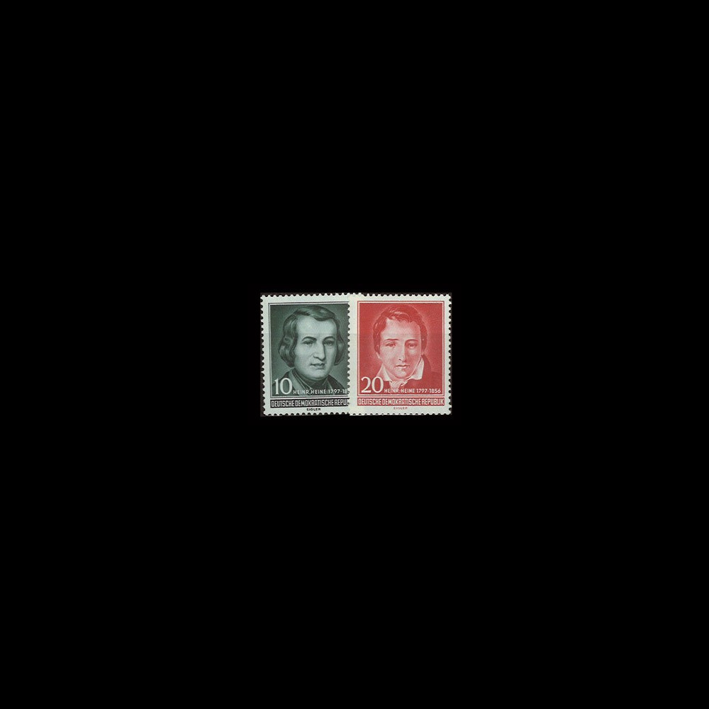 DDR237-238 : 1956 - 2 valeurs DDR 'Centenaire de la mort de l'écrivain Heinrich Heine'