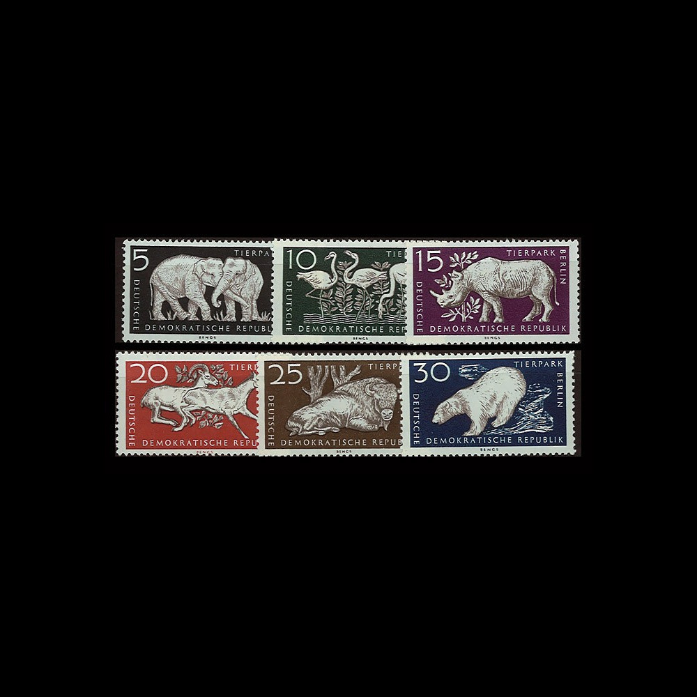 DDR276-281 : 1956 - 6 valeurs DDR 'Réouverture du zoo de Berlin'