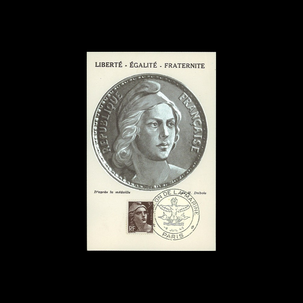 W2-FR715-A2 : 1945 - CM 3f "Marianne de Gandon" oblit. Salon de la Marine