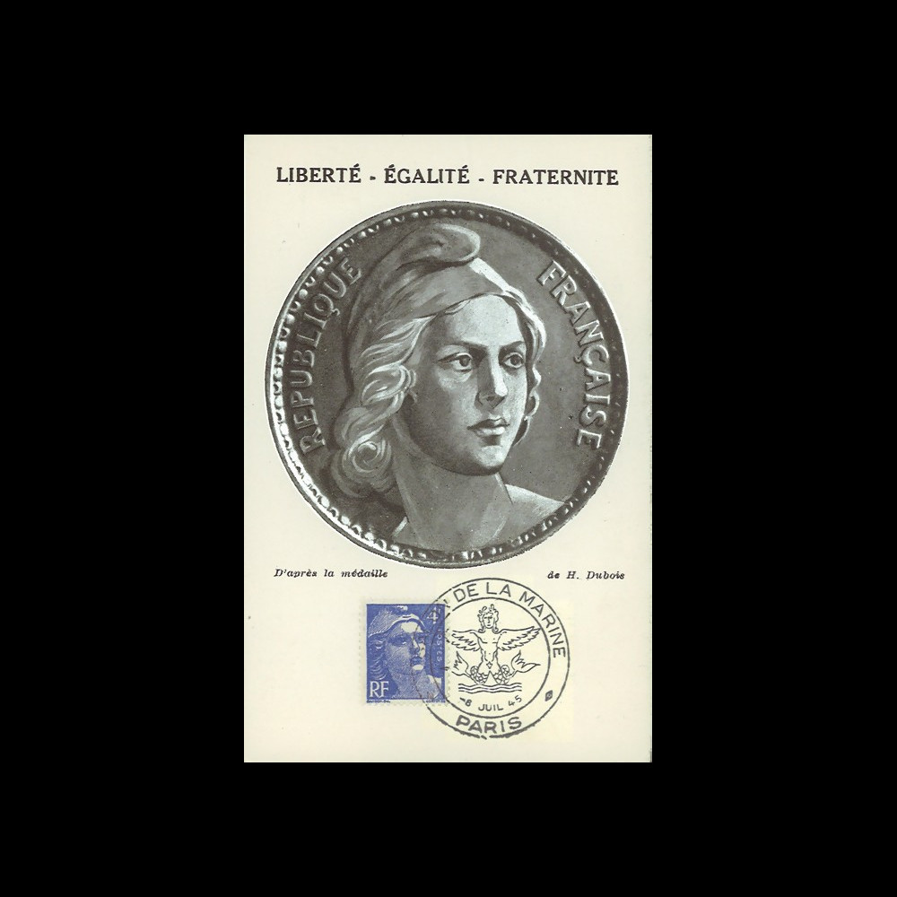 W2-FR717-A1 : 1945 - CM 4f "Marianne de Gandon" oblit. Salon de la Marine