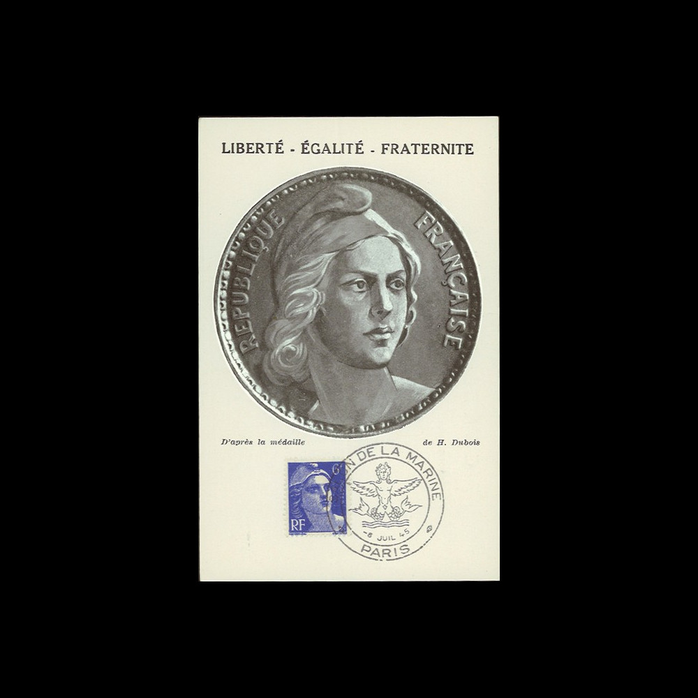 W2-FR720-B1 : 1945 - CM 6f "Marianne de Gandon" oblit. Salon de la Marine