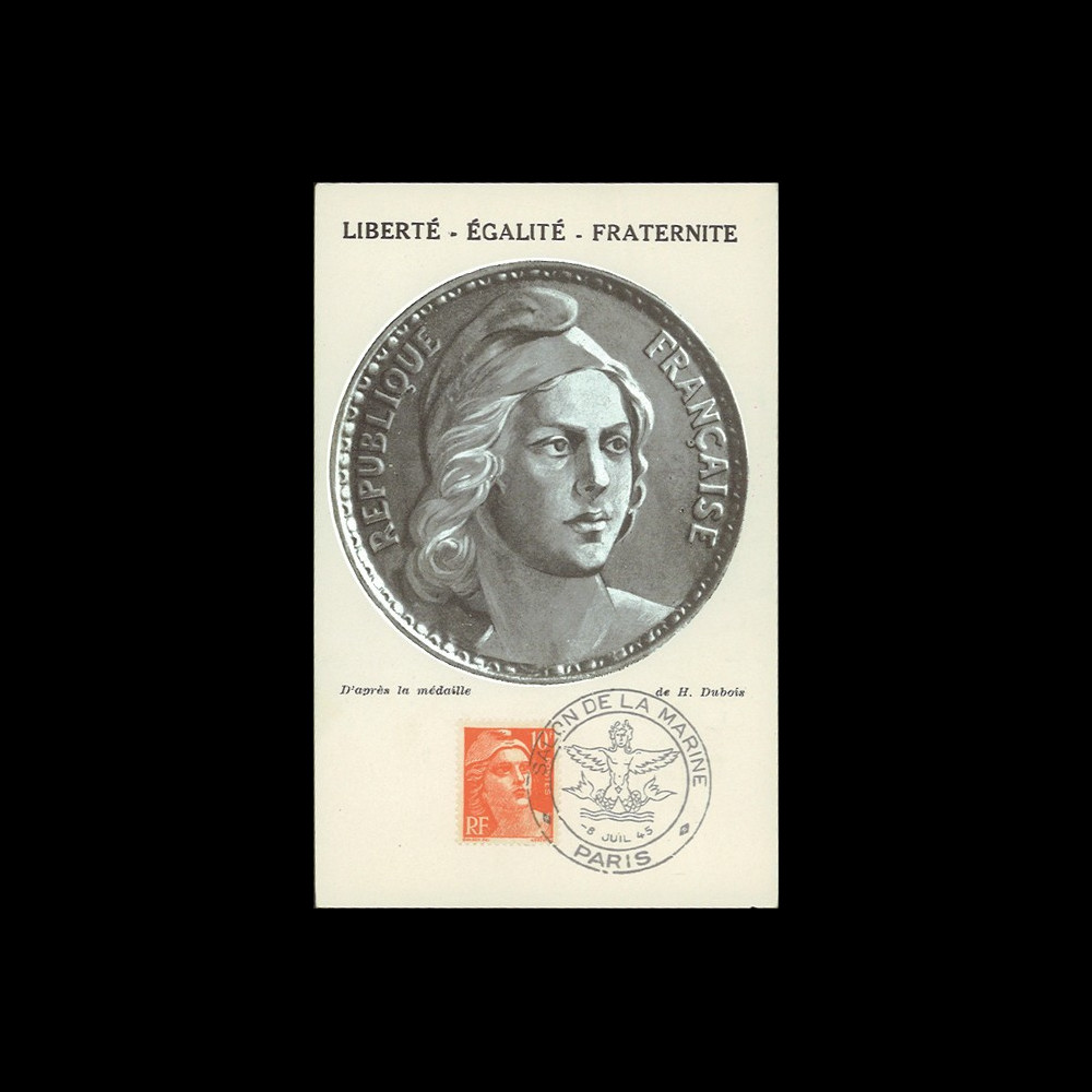 W2-FR722-B1 : 1945 - CM 10f "Marianne de Gandon" oblit. Salon de la Marine