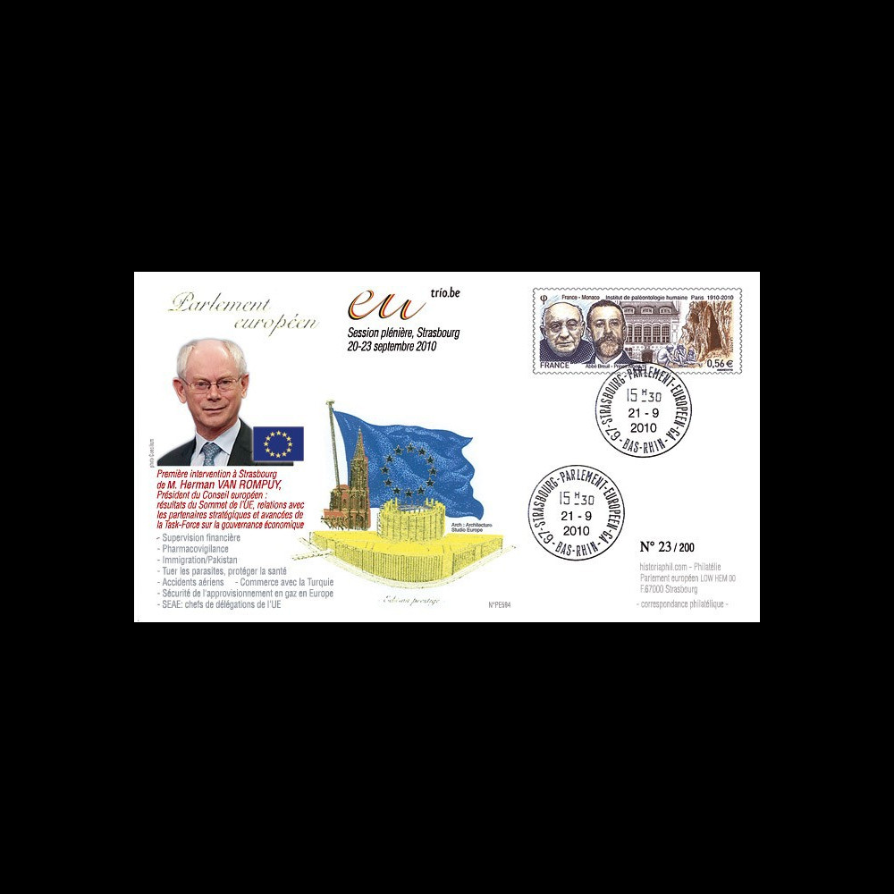 PE594 : 2010 - FDC PE "1ère intervention à Strasbourg du Pdt du Conseil