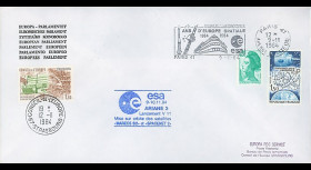 AR 23LB : 1984 - Env. off. Parlement eur. Ariane V11 - flamme "20 ans d'Europe spatiale"