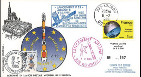 AR 24L-T1 : 1985 - FDC Ariane V12 - sat. ARABSAT-F1 et BRASILSAT-1 - affrt Energies nvelles