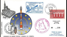 AR 24L-T2 : 1985 - FDC Ariane V12 - sat. ARABSAT-F1 et BRASILSAT-1 - affrt Europa 1984