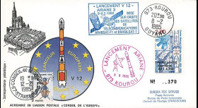 AR 24L-T3 : 1985 - FDC Ariane V12 - sat. ARABSAT-F1 et BRASILSAT-1 - affrt 20 ans du CNES