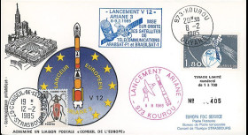 AR 24L-T4 : 1985 - FDC Ariane V12 - sat. ARABSAT-F1 et BRASILSAT-1 - affrt Eurovision