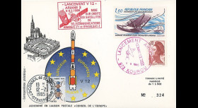 AR 24La : 1985 - Carte Ariane V12 - sat. ARABSAT-F1 et BRASILSAT-1 - oblit. GF Kourou