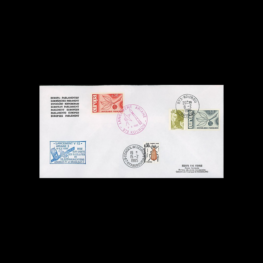AR 24LA : 1985 - Env. officielle Parlement eur. Ariane V12 - sat. ARABSAT-F1 et BRASILSAT-1