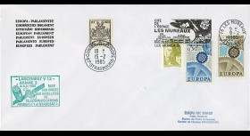 AR 25LA : 1985 - Env. officielle PE (décalage horaire) Ariane V12 oblit. flamme Les Mureaux