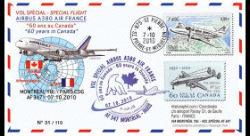 A380-113 : 2010 - Pli voyagé SPM "Vol A380 Montréal-Paris - Air France