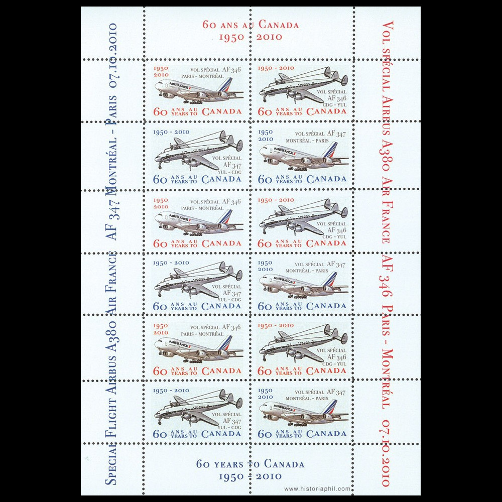 A380-108VF : 2010 - Feuillet "Super Constellation & A380 / Vols A380 AF