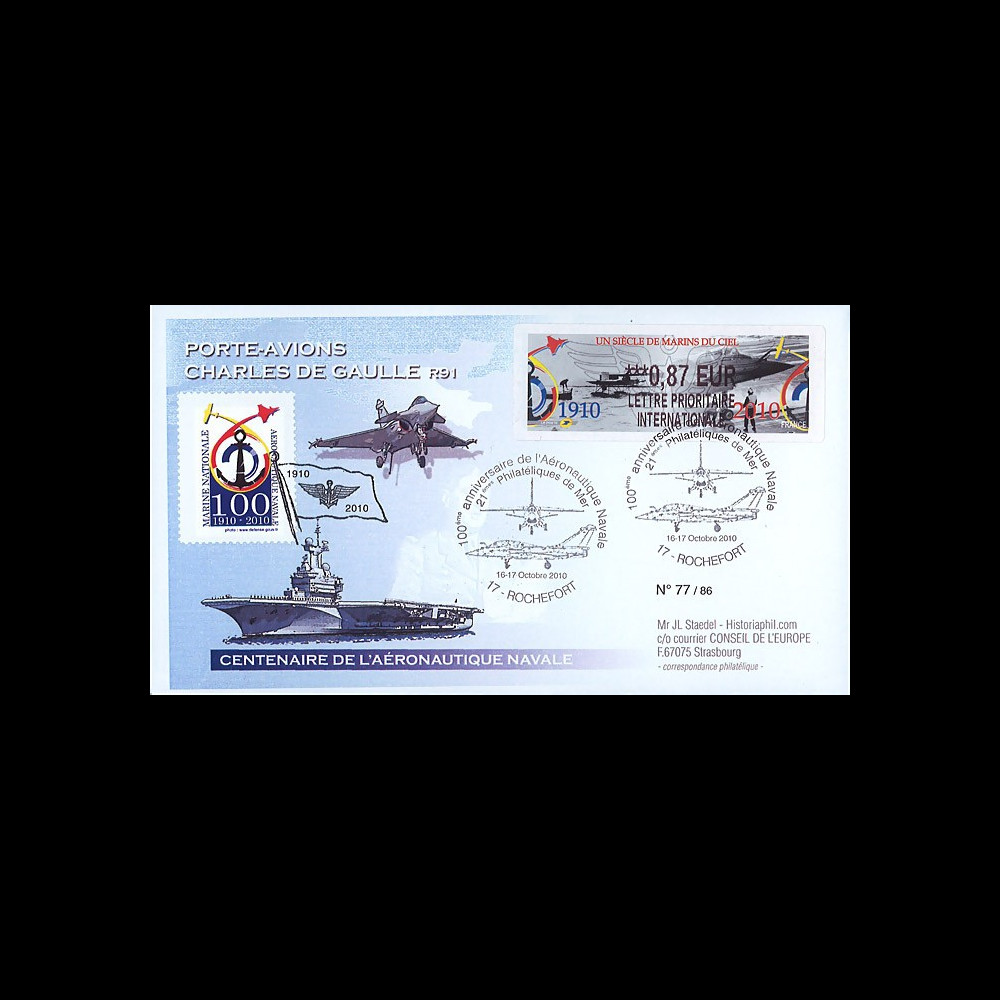 AERONAV10-2R : 2010 - Pli “100 ans Aéronautique Navale - PA de Gaulle” - Rochefort