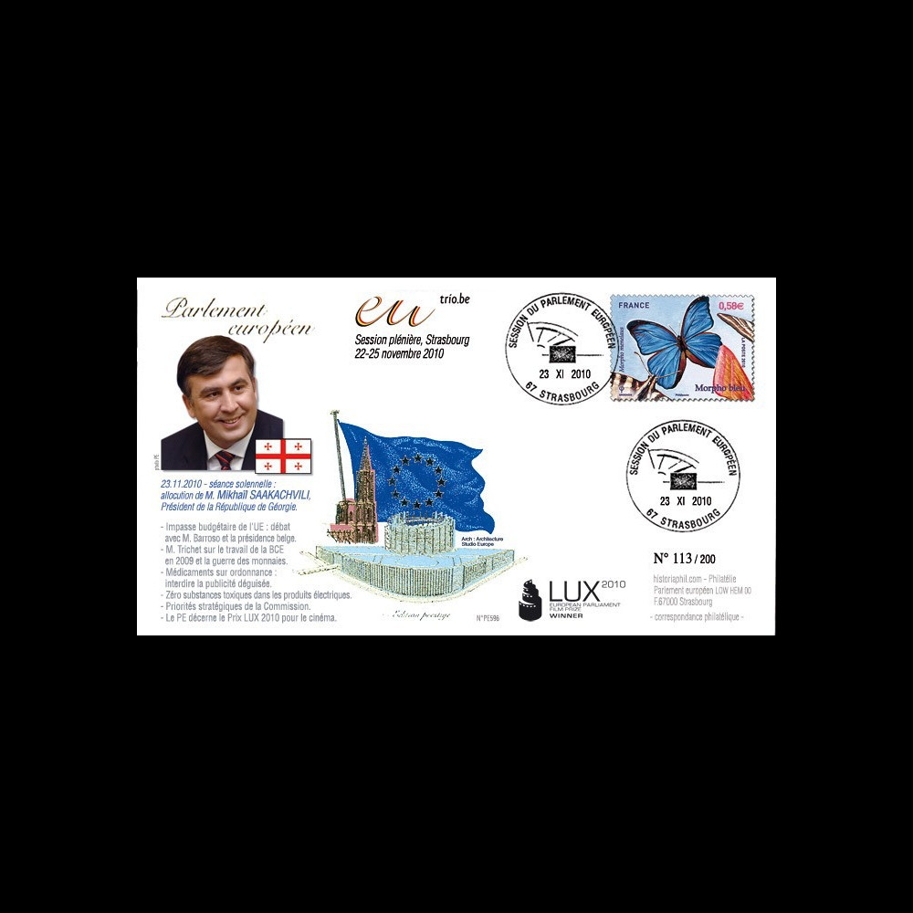 PE596 : 2010 - FDC PE "Discours du Président de la République de Géorgie