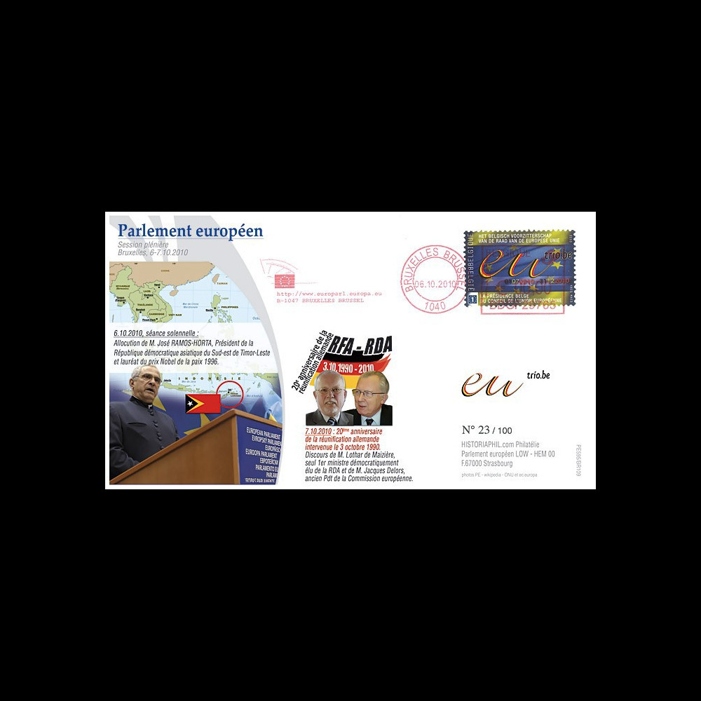 BR109 : 2010 - FDC Bruxelles "Discours du Président du Timor-Leste