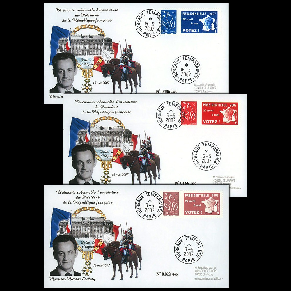 EP07-4S : 2007 - 3 plis "Présidentielles 2007 - Investiture de Sarkozy" - TAD BT Paris