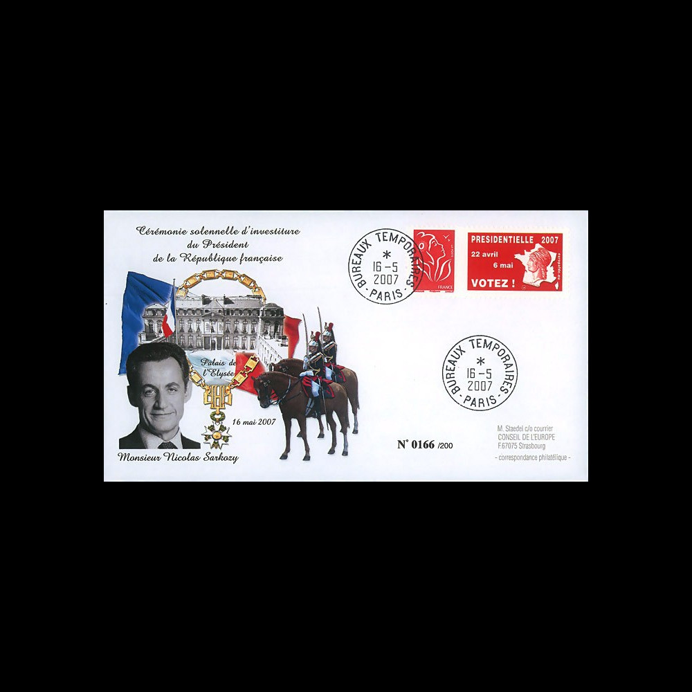 EP07-4a : 2007 - Pli "Présidentielles 2007 - Investiture de Sarkozy" - TAD BT Paris