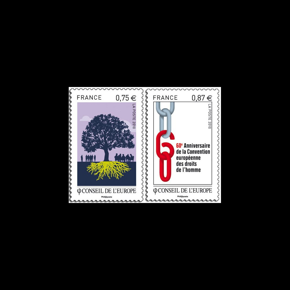 CE61-NF : 2009 - 2 valeurs timbres de service du Conseil de l'Europe