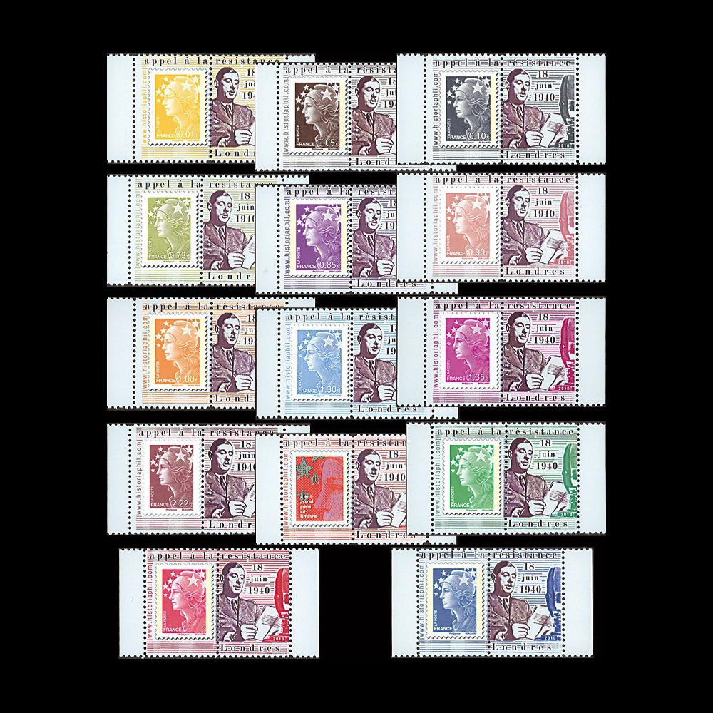 DG10-9PT8-21 : 14 porte-timbres "de Gaulle - Appel 18 juin" / "les couleurs de Marianne"