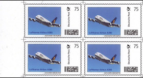 A380-119B4 : 2011 - Bloc de 4 valeurs du 1er TPP Allemagne "Lufthansa Airbus A380"