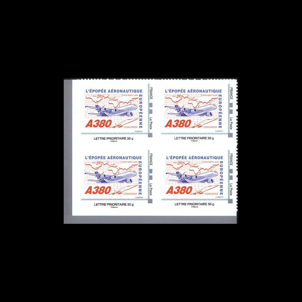 A380-105N50B4 : 2010 - Bloc 4 TPP France "A380 vers l'Asie et Concorde" / Lettre prio 50g
