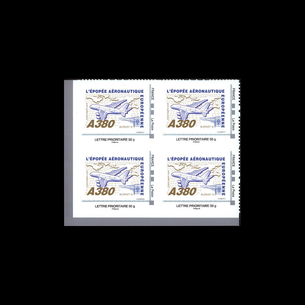 A380-108N50B4 : 2010 - Bloc 4 TPP "A380 vers l'Amérique et Blériot XI" / Lettre prio 50g