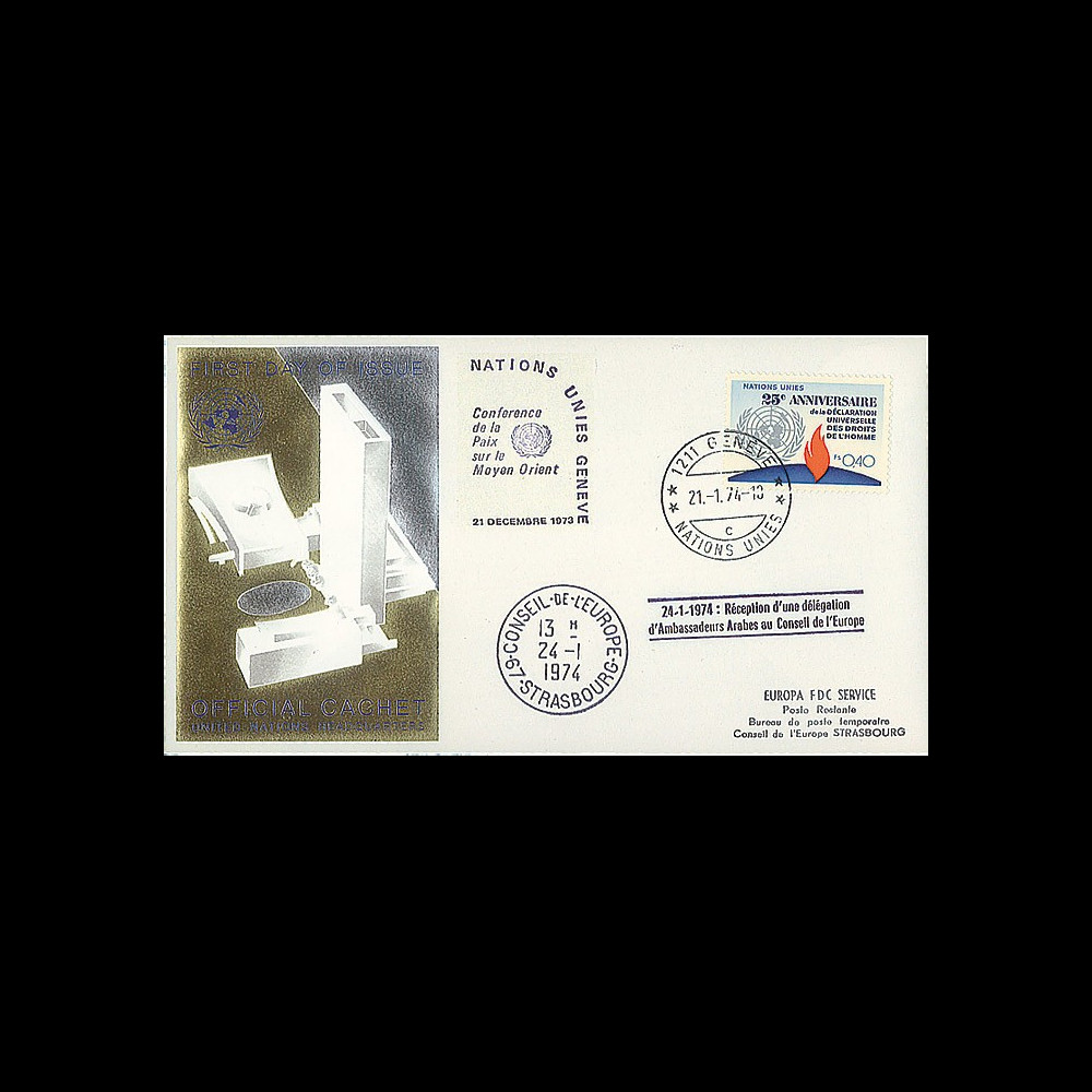 LE81 : 21.4.74 - FDC Nations-Unies “Conférence de la Paix sur le Moyen Orient 1973-1974” LE81 : 21.4.74 - FDC Nations-Unies “Conférence de la Paix sur le Moyen Orient 1973-1974”