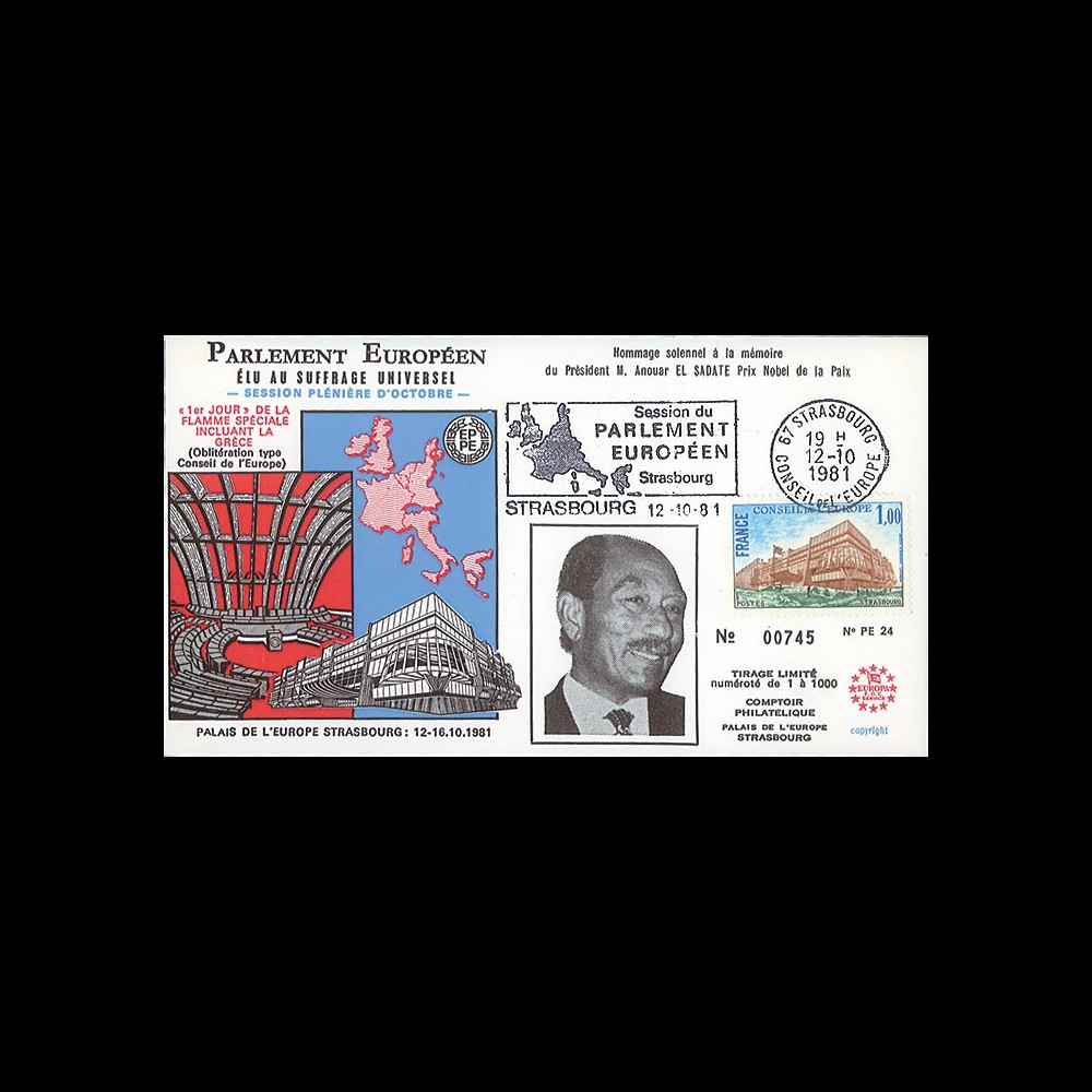PE24 : 12.10.81 - FDC Session PE "Hommage au Président égyptien Anouar el Sadate”