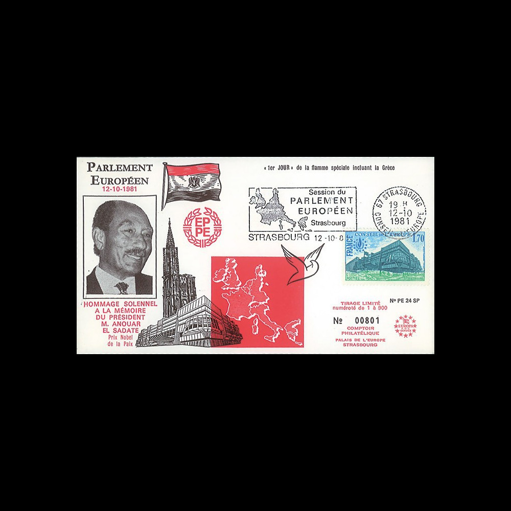 PE24SP : 12.10.81 - FDC Session PE "Hommage au Président égyptien Anouar el Sadate”
