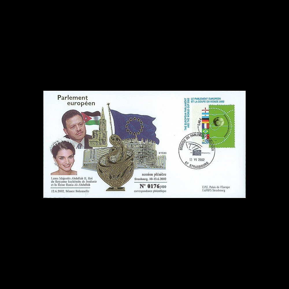PE451 : 12.6.02 - FDC Session PE "Visite du Roi Abdullah II et de la Reine Rania de Jordanie"