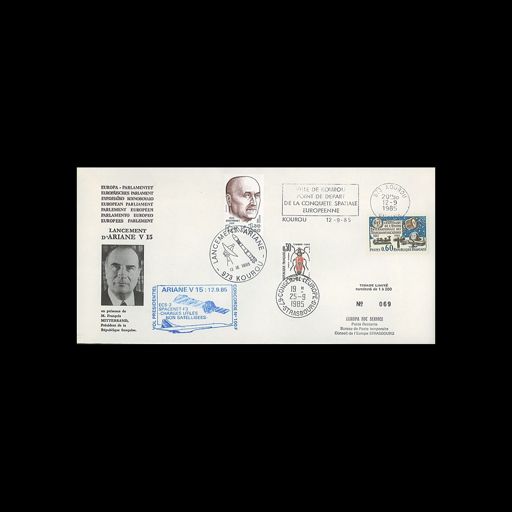 AR28LA : 12.9.85 - Env. Parlement eur. “Ariane V15 - SPACENET-F3 et ECS-3 non-satellisés”