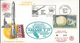 AR30L : 28.3.86 - FDC “Ariane V17 - sat. G-STAR II & BRASILSAT S2 - 1er tir sur ELA2”