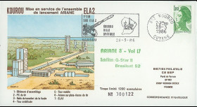 AR30L-SEP : 28.3.86 - FDC SEP “Ariane V17 - sat. G-STAR II & BRASILSAT S2”