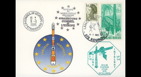 AR31La : 30.5.86 - Carte Kourou “Ariane V18 - charges utiles INTELSAT VF14 non-satelisées”