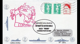 11NAV-FR01T4 : 28.2.94 - Pli “Bâtiment de Soutien Mobile A621 RHIN - Mission Corymbe XIV"