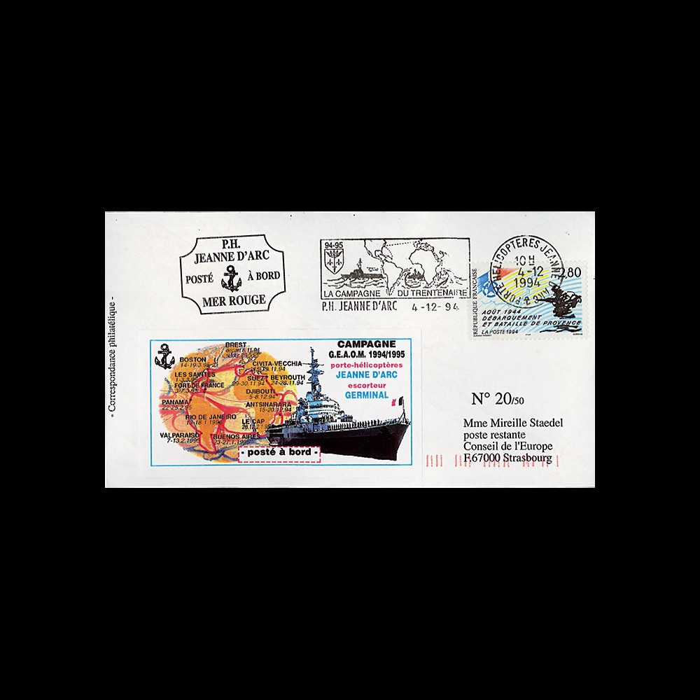 11NAV-FR45T2 : 4.12.94 - Pli "PH R97 Jeanne d’Arc" / TP "Débarquement en Provence"