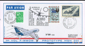 A380-8 : 2005 - Pli France "1er vol d'essai du prototype 001 de l'A380"
