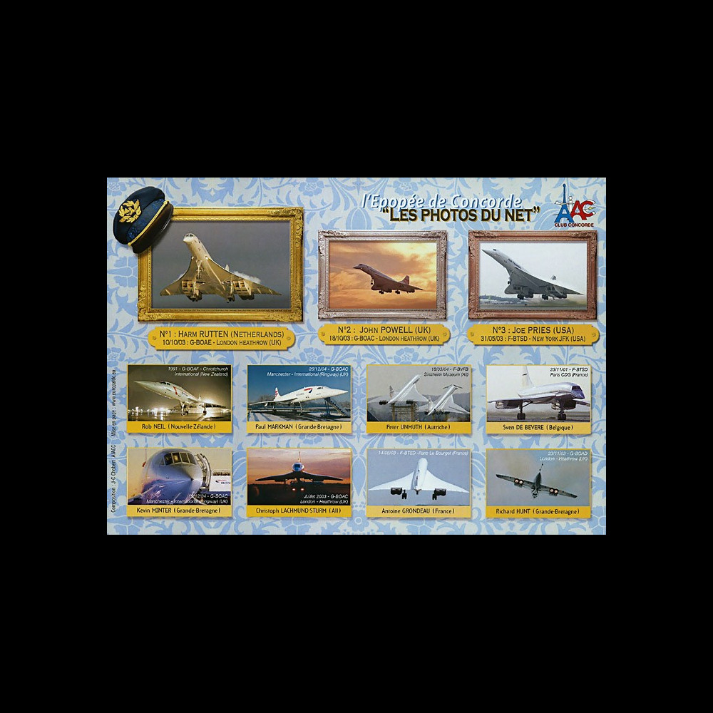 CO-E12ND : 2008 - Vignettes non-dentelées "l'Epopée de Concorde - Les Photos du Net"