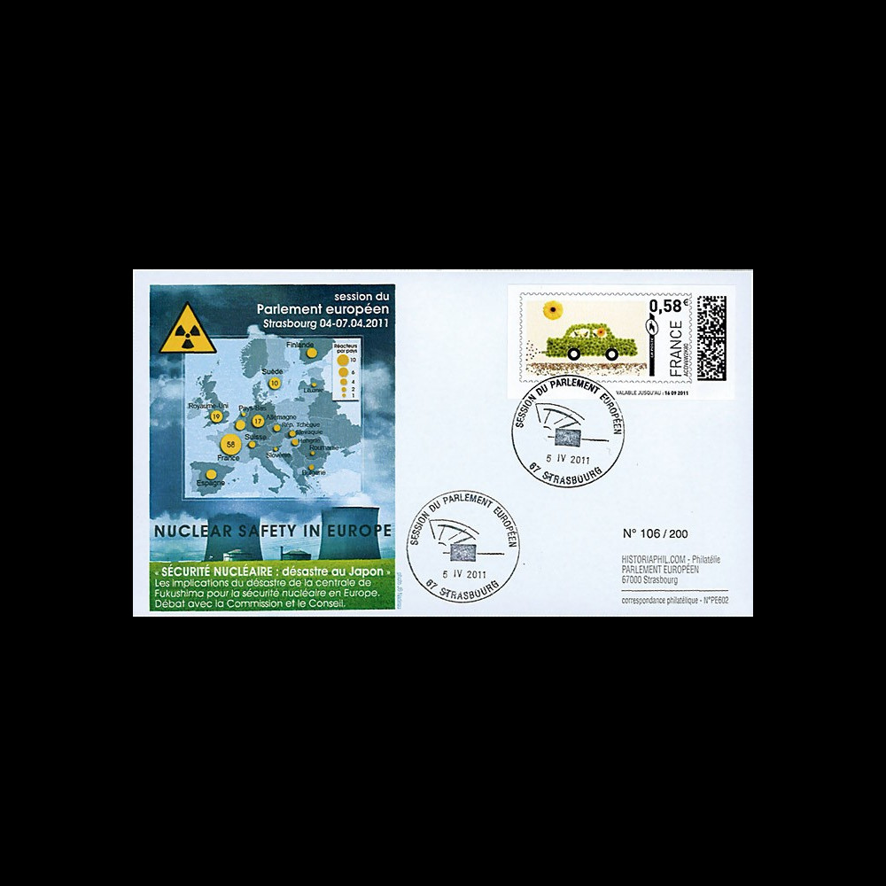 PE602 : 2011 - FDC Parlement européen "SECURITE NUCLEAIRE : désastre au Japon"