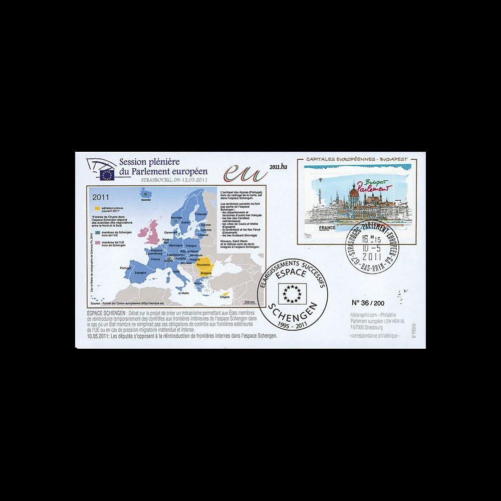 PE603 : 2011 - FDC Parlement européen "Débat réintroduction frontières internes dans l'Espace Schengen"