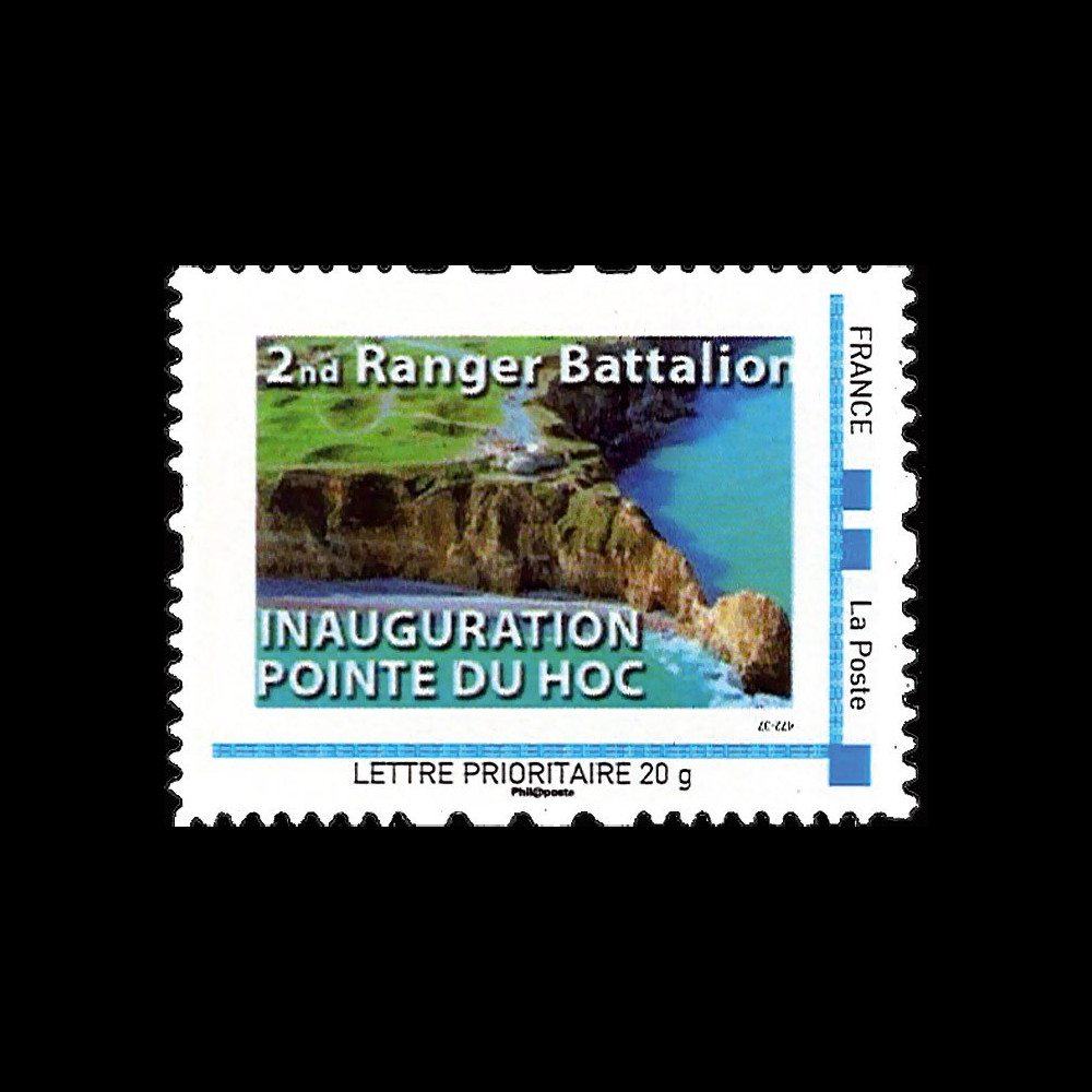 DEB11-1N : 2011 - 1 Timbre-poste personnalisé "Inauguration Pointe du Hoc - 2nd Ranger Bataillon"