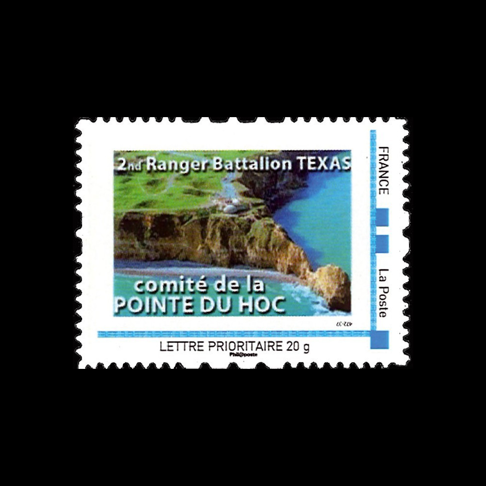 DEB11-2N : 2011 - 1 Timbre-poste personnalisé "Comité Pointe du Hoc - 2nd Ranger Bataillon Texas"