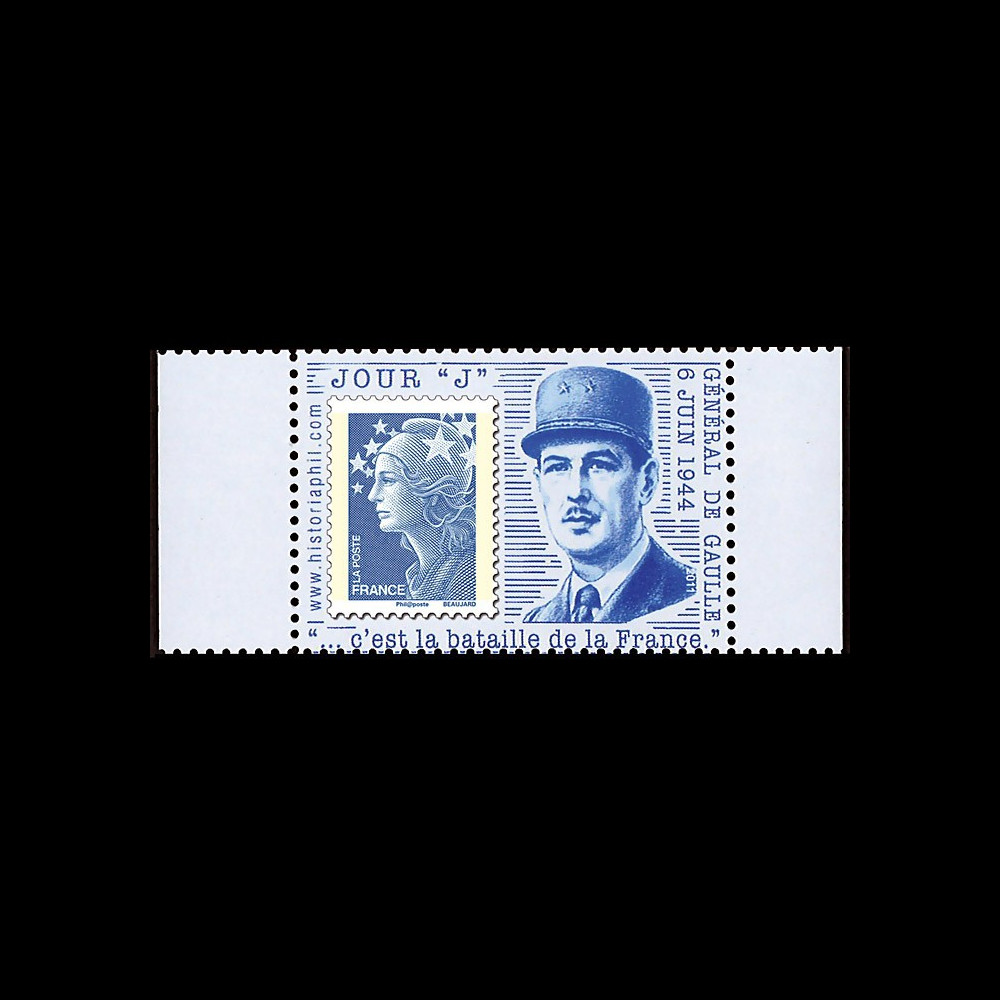 DEB11-3PT3 : 2011 - Porte-timbre TVP bleu "Jour 'J' - De Gaulle