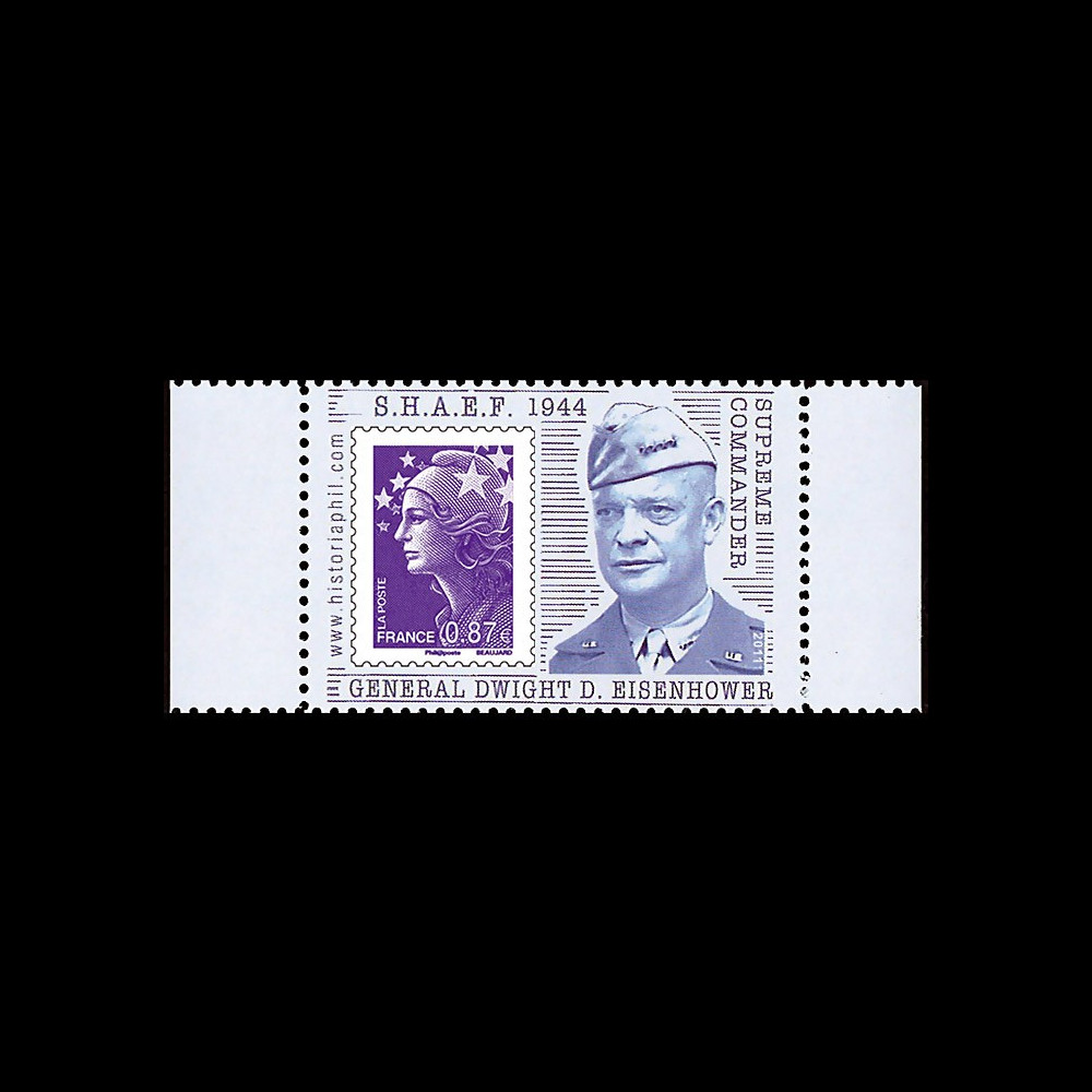 DEB11-3PT5 : 2011 - Porte-timbre Marianne olive "SHAEF 1944 Supreme Commander : Général Dwight David Eisenhower"