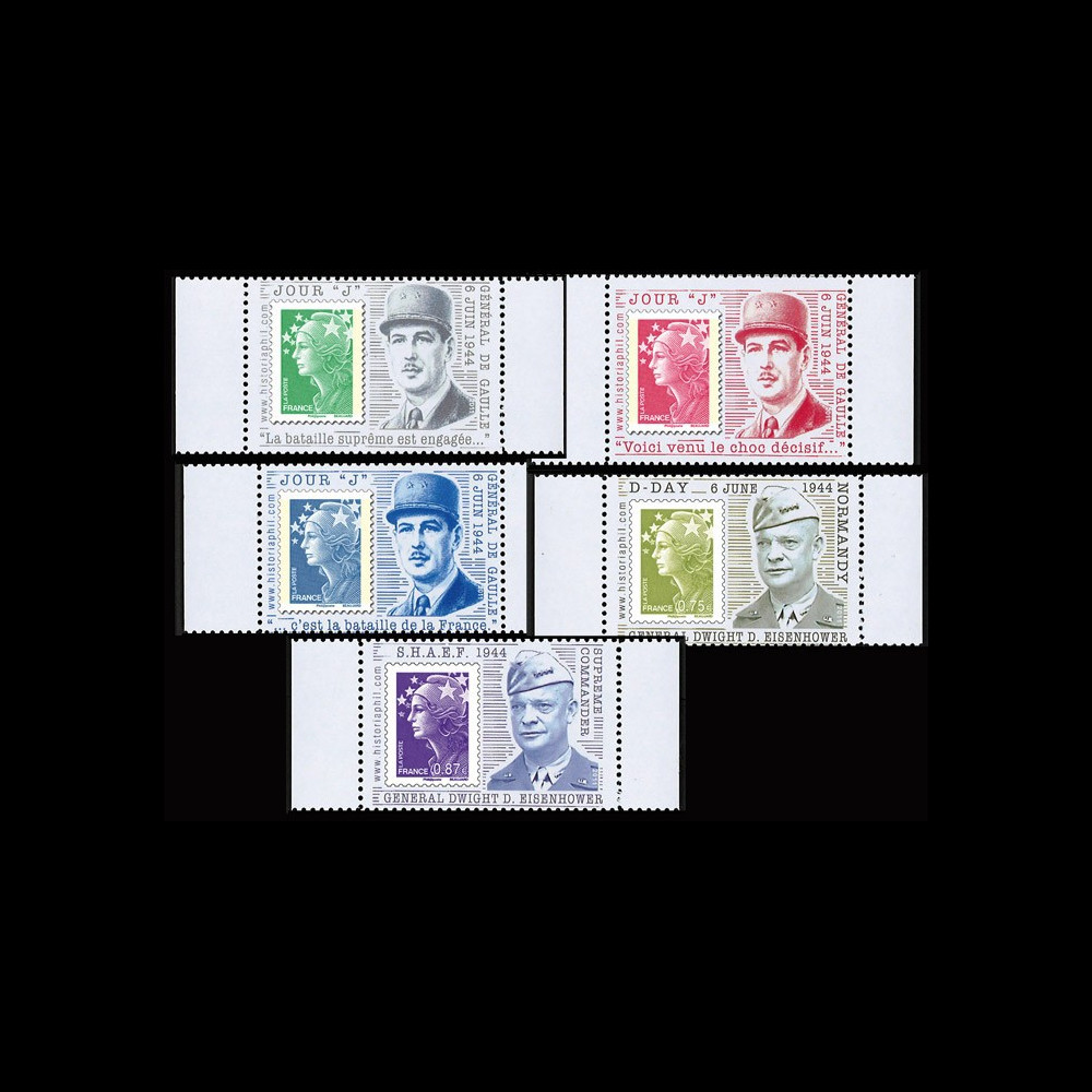 DEB11-3PT1/5 : 2011 - Série 5 Porte-timbres "Jour 'J' Discours Général de Gaulle & D-Day Général Eisenhower"
